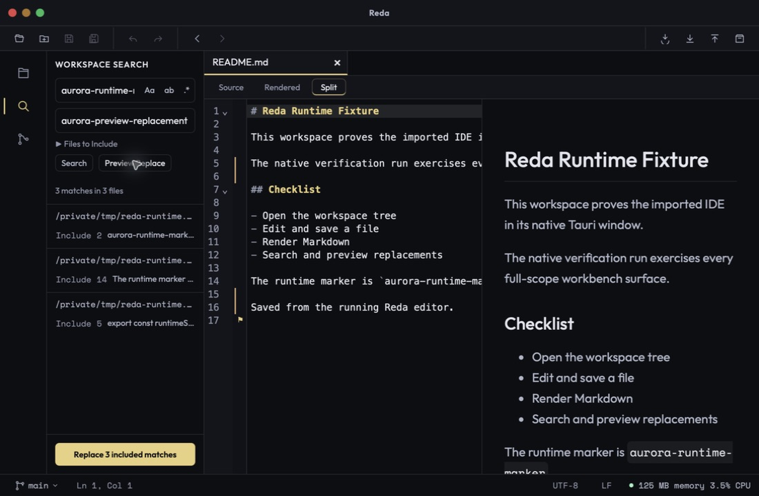 Reda IDE screenshot 2